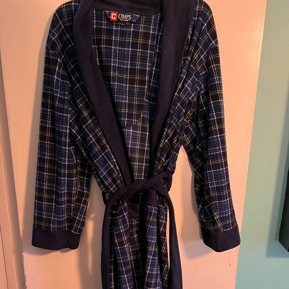 Blue and green bathrobe